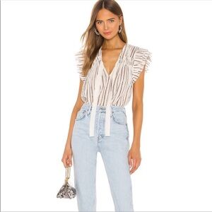Ulla Johnson Striped Ruffle Sleeve Top